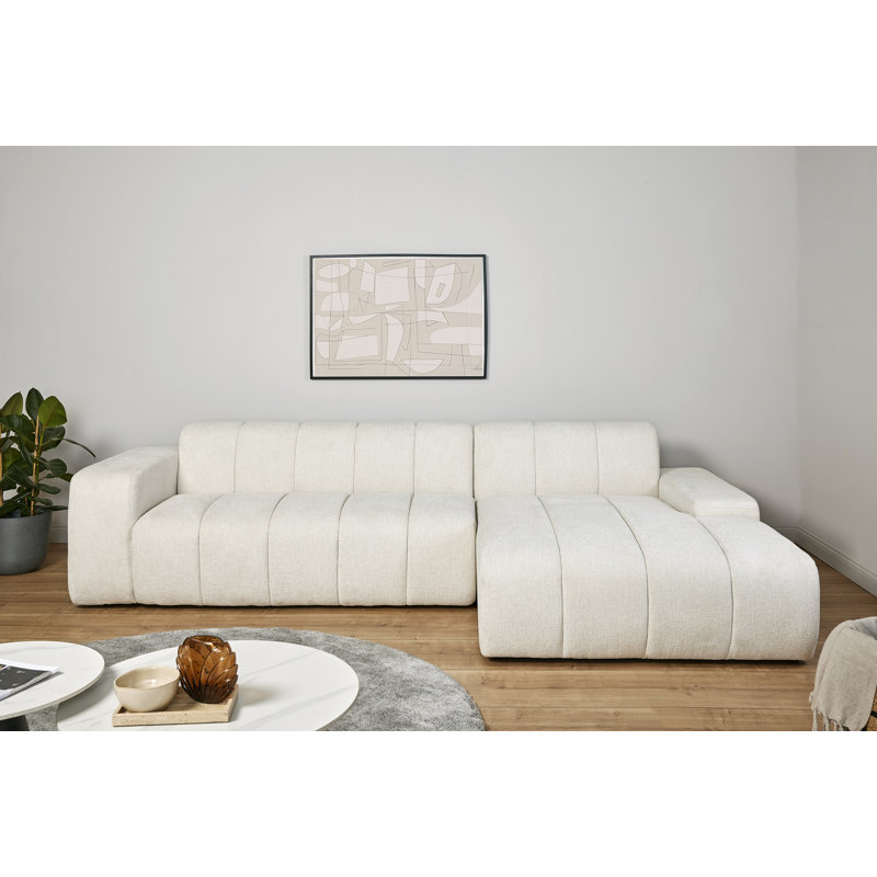 Charee Corner Sectional, White Boucle, Right Hand Facing