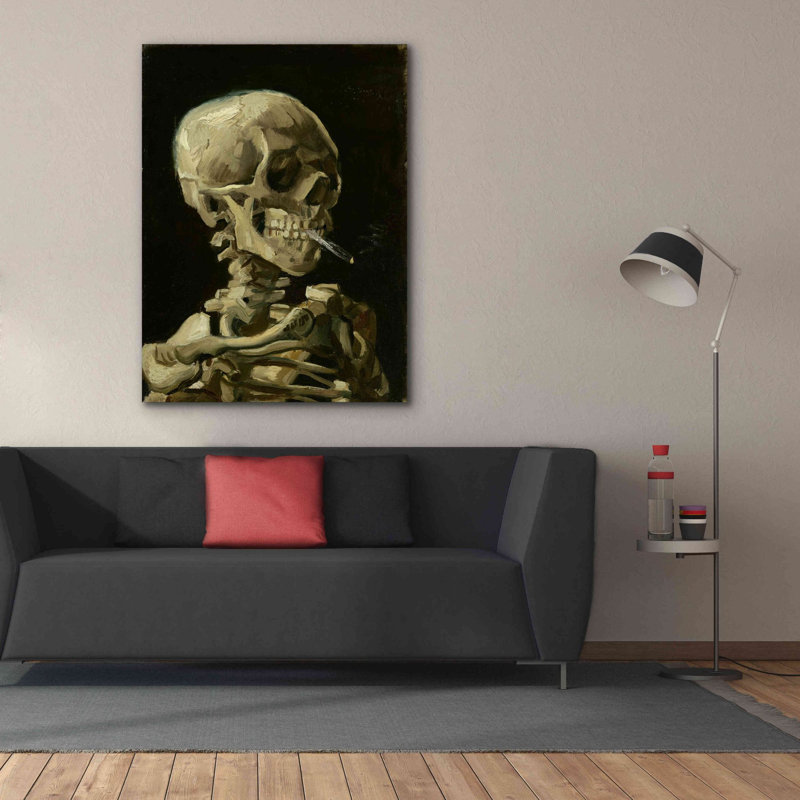 «Head of a Skeleton with a Burning Cigarette» par Vincent van Gogh, art mural sur toile, H 54 po x l 40 po