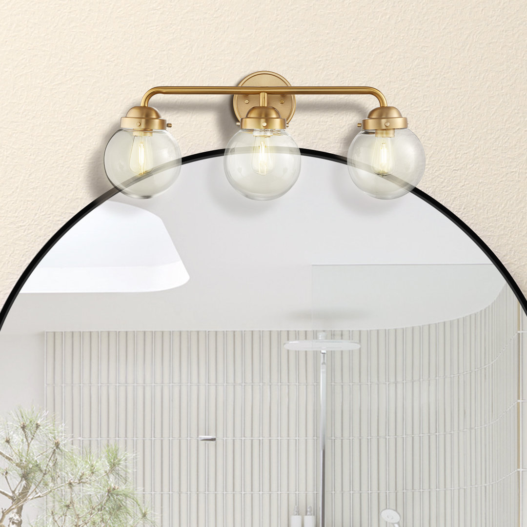 Cordray 24" Globe glass 3-light bathroom Vanity light Longshore Tides 