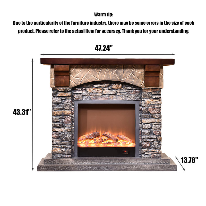 American-style decorative simulated fire household electric fireplace, 43.31" H x 47.24" W x 13.78" D