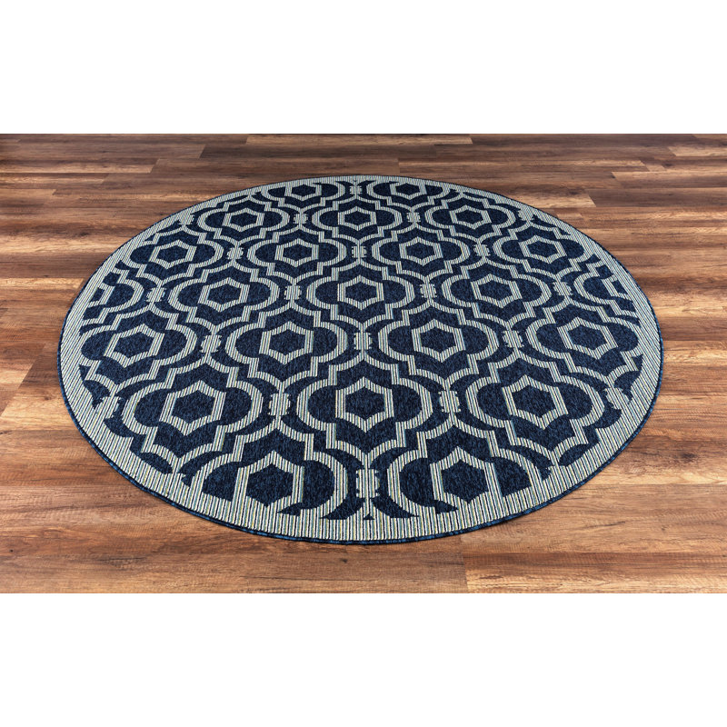 Geometric Indoor / Outdoor Rug, Round 6'6"