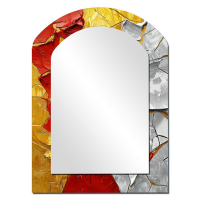 Abstrait Fiery Fragmented Balance I - Miroir mural rouge moderne