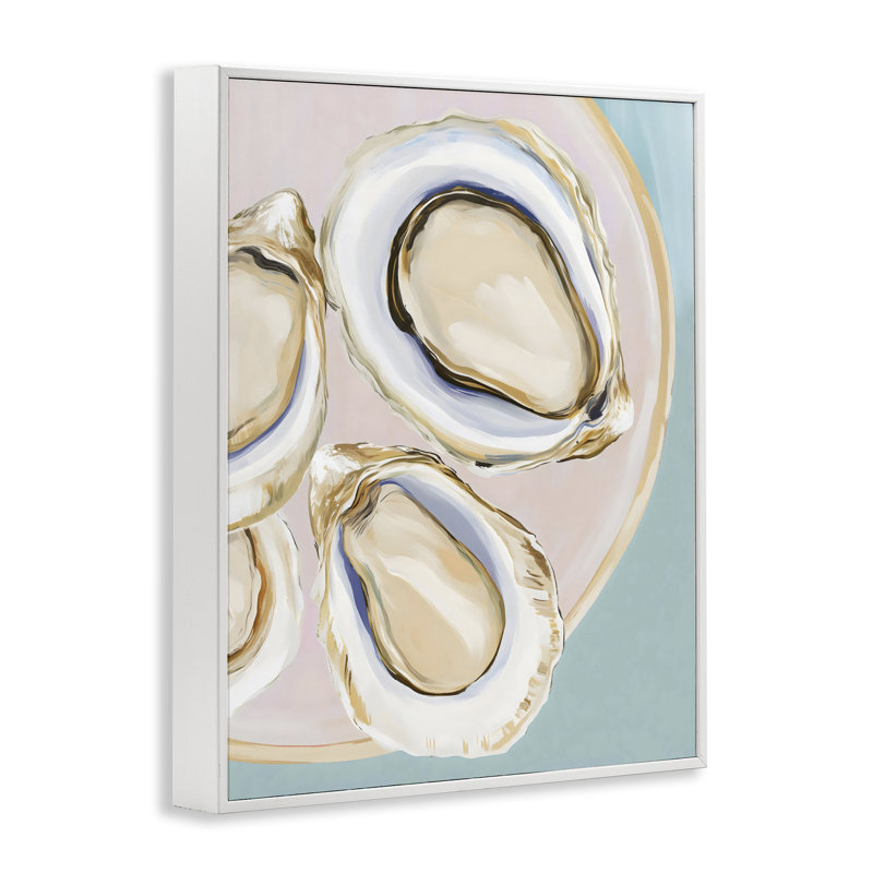Plaque de huitres encadrée, estampe numérique, design par The Prints Vibe, 14 x 11, Coastal White Giclee Framed