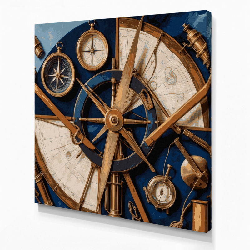 Art mural nautique, outils nautiques gris, H 12 po x l 12 po