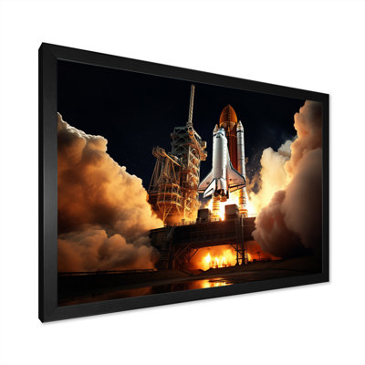 Space Shuttle Captivating Night Launch II - Space Shuttle Canvas Art Print