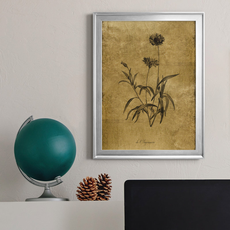 Impression sur toile «Botanical I», cadre doré, H 30,5 po x l 22,5 po x P 1,5 po, Argent