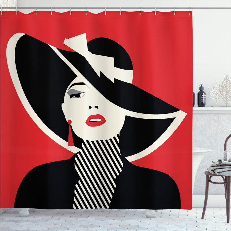 Rideau de douche simple Amaris Decor Chic Women in Hat, H 84 po x l 69 po