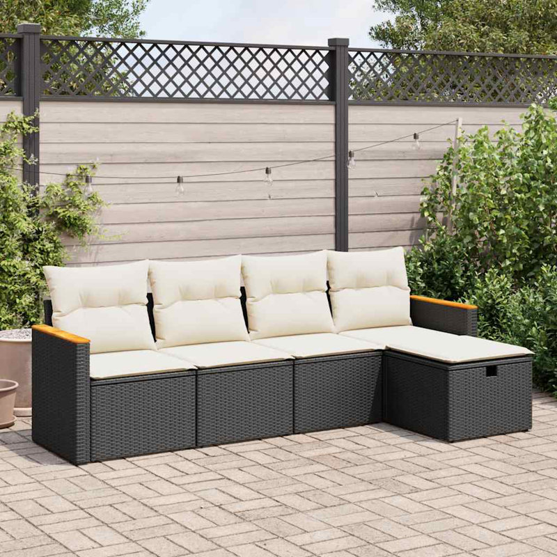 Ensemble de canapé de jardin Vidaxl noir, blanc crème