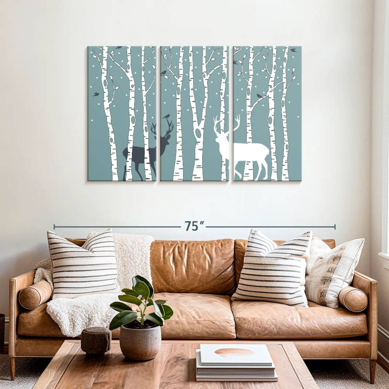 Brampt Deer In Birch Forest, 36" H x 57" W