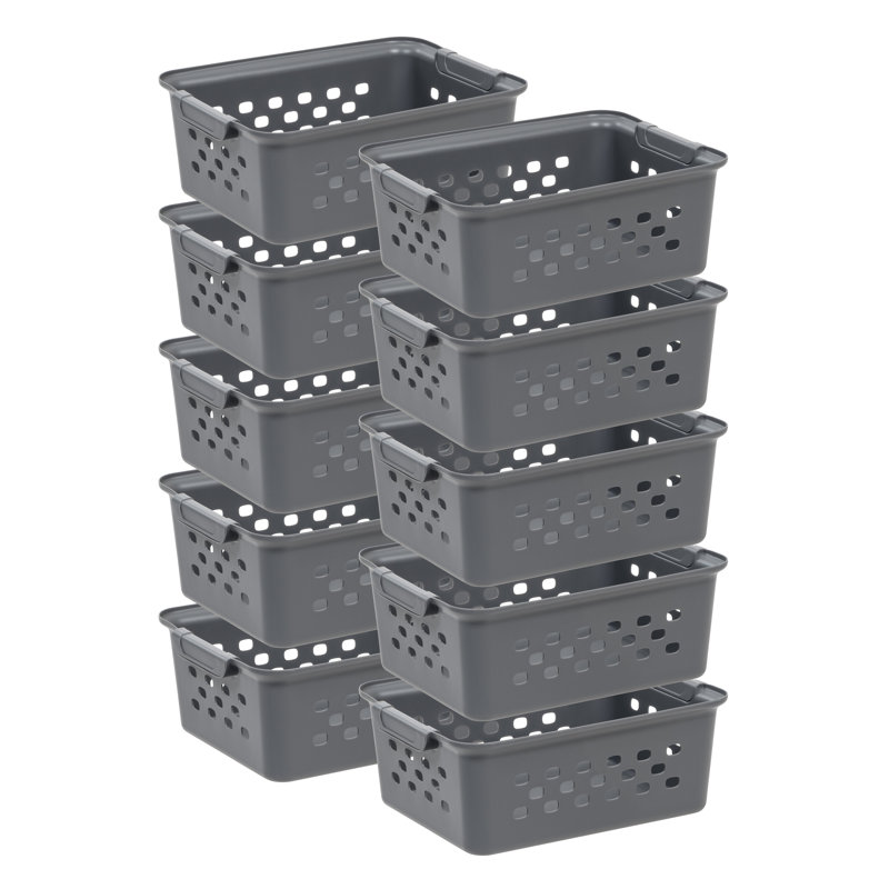 Small Plastic Storage Baskets, Gray