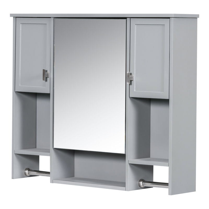 35'' X 28'' Bathroom Wall Cabinet - Concealed Storage Area Grey Mirror & Quality