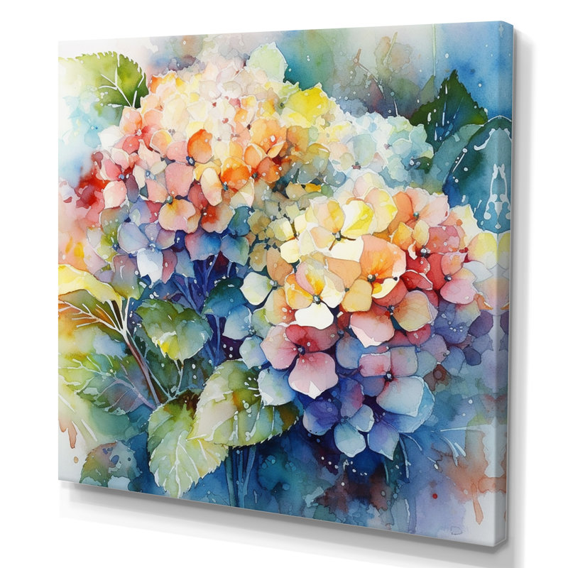 «Blue Green Hydreangea», reproduction d'art sur toile, H 24 po x l 24 po x P 1 po, Toile tendue