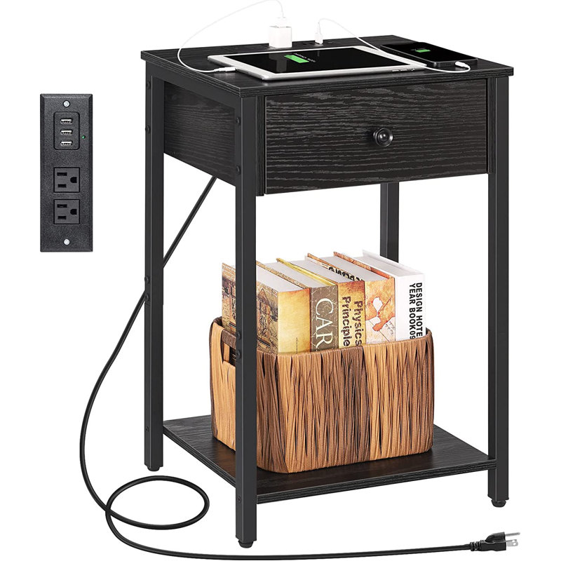 Provenzano 15.75'' W Metal Nightstand, Black