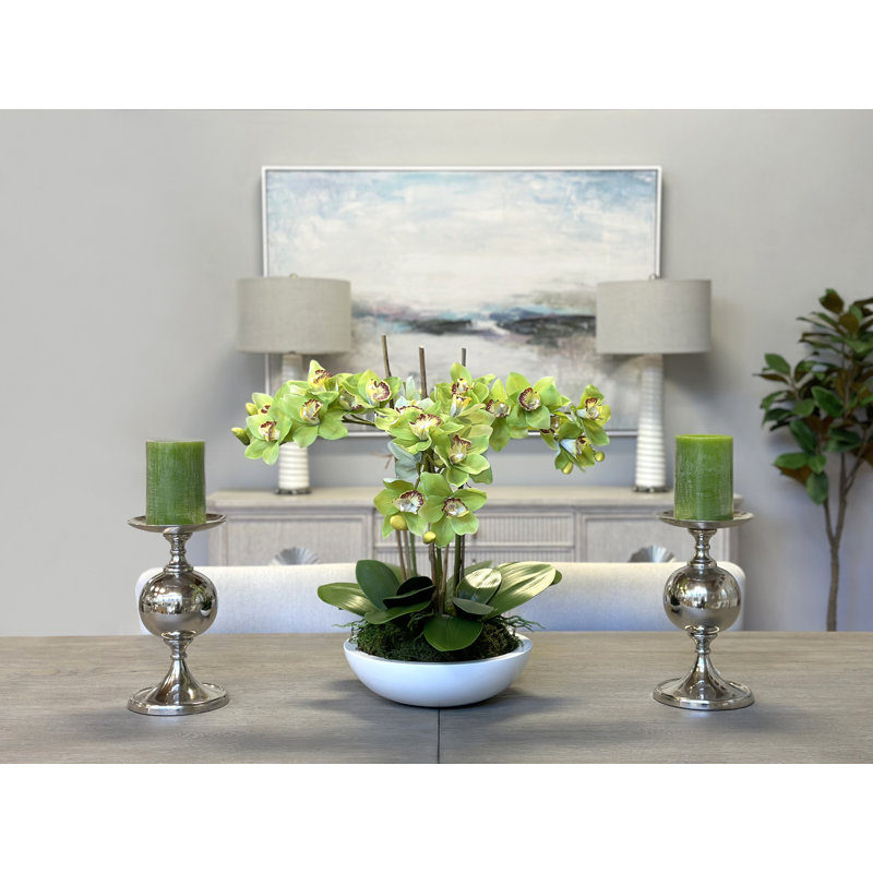 Orchids Arranged in Fiberstone Planter, Yellow