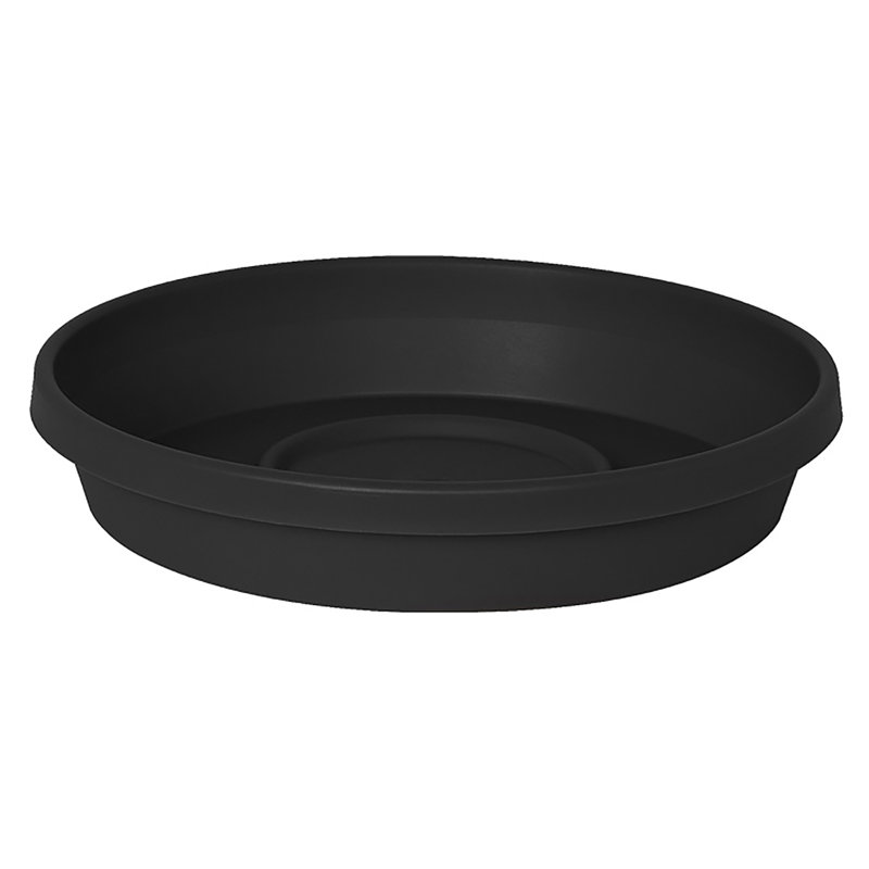Traditional Plastic Indoor/Outdoor Saucer Tray, 3.5" H x 20" W x 20" D, Black