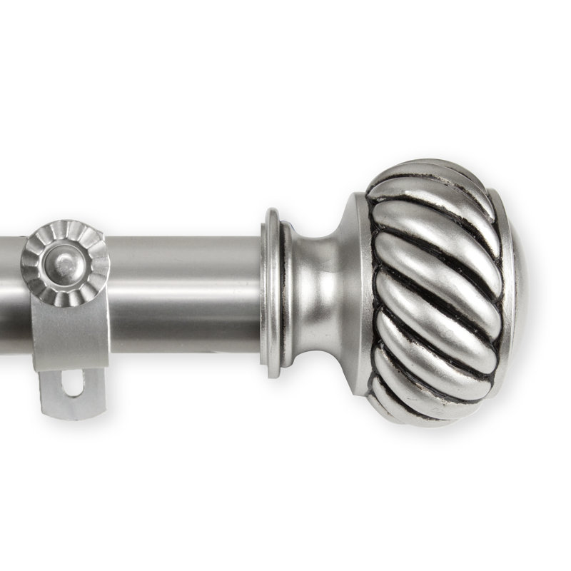 Tringle à rideaux simple Lisette Baldir, Nickel satiné