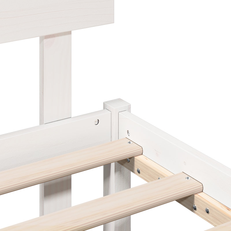 Solid Wood Bed, Small Double (4'), White
