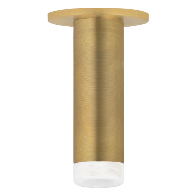 Luxe 2" Cylinder Flush Mount With Bezel, Patina Brass/Alabaster