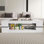 Table basse moderne avec dessus en verre et rangement pour salon