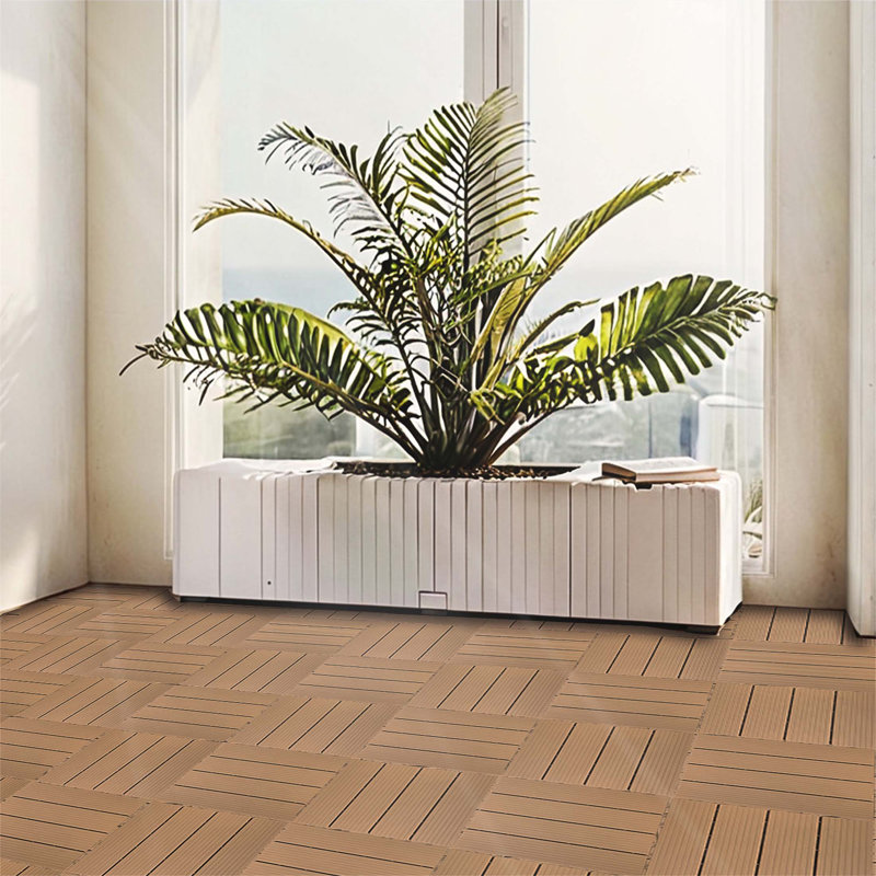 Plastic Composite Deck Tiles Set of 35pcs, Wood