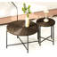 Table basse et d'appoint - Noyer foncé, imperméable, pieds en métal noir, forme cylindrique vieillie, revêtement en noyer, style pour la décoration intérieure