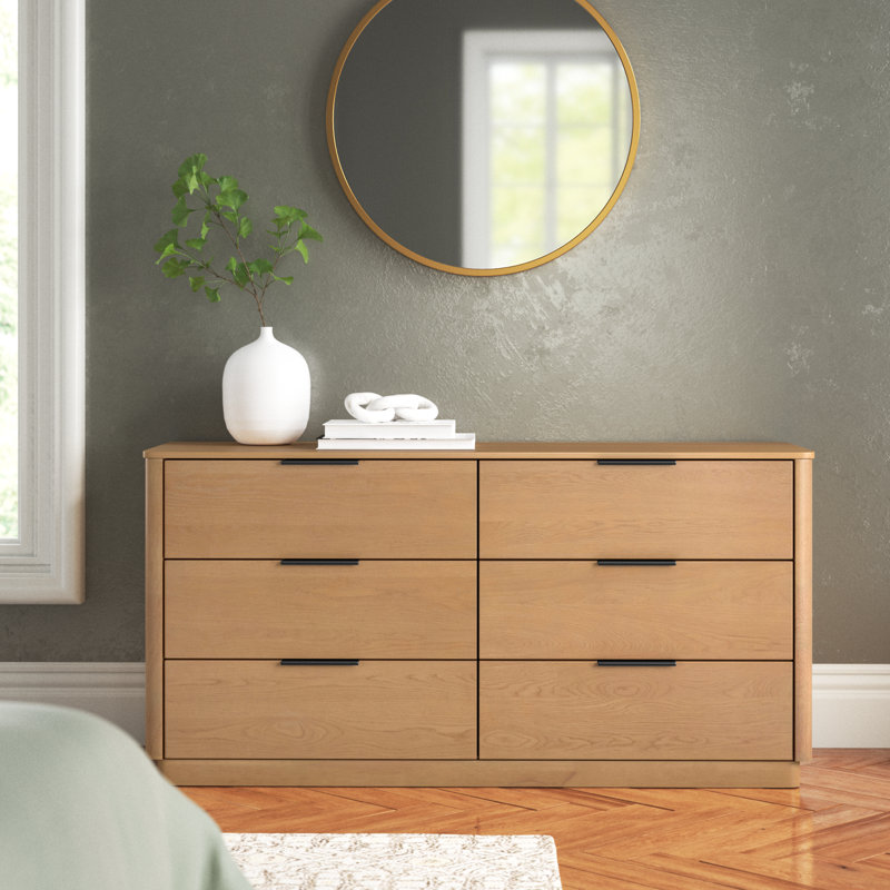 Tahani 58'' W 6 - Drawer Dresser, Natural/Black