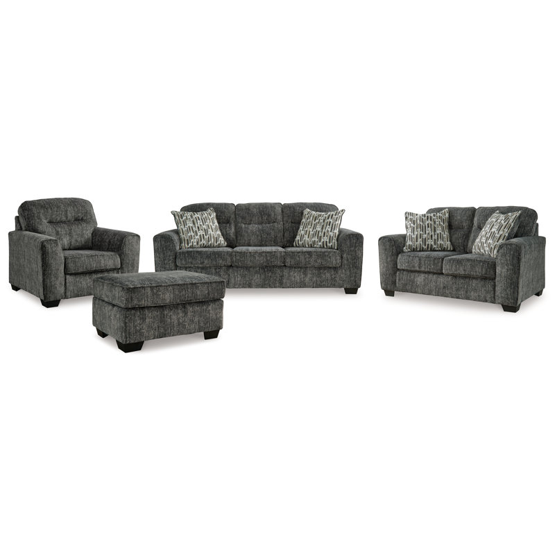 Canapé, causeuse, fauteuil surdimensionné et repose-pieds Lonoke, Gris