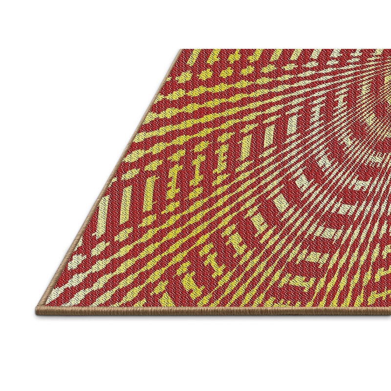 Tapis brun/jaune tissé à la machine, Rectangle 8 pi x 10 pi