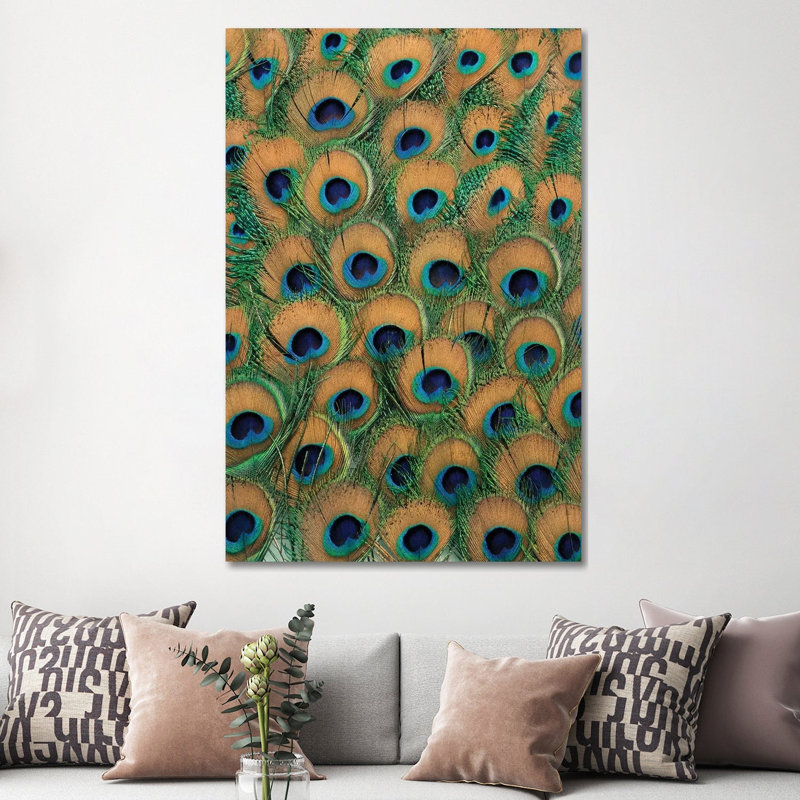 Plumes de paon - reproduction d'art mural - toile tendue, 60" x 40", Gallery Wrapped Canvas, No Frame