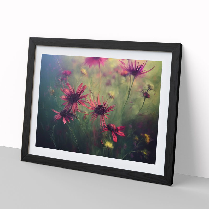 Mesmerising Wildflowers Floral 1 Piece Single Picture Frame Painting, 25cm H x 34cm W x 2cm D, Black