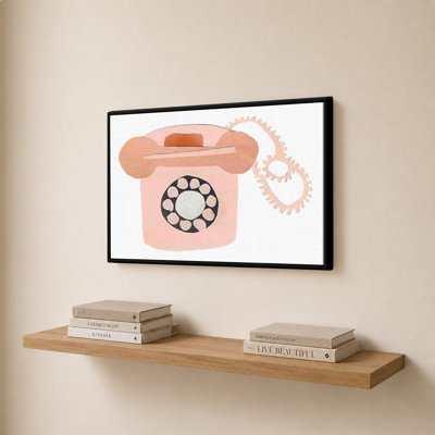 Rétro téléphone rose par Jen Bucheli - Impression sur toile