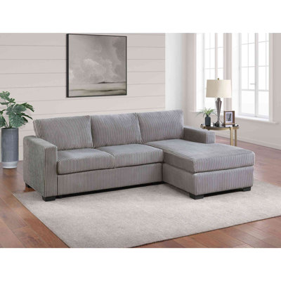 L-Shaped Sectional Sofa 2Pc Square Arms Plastic Legs Right Arm Chaise Left Arm Sofa Primary Living Room