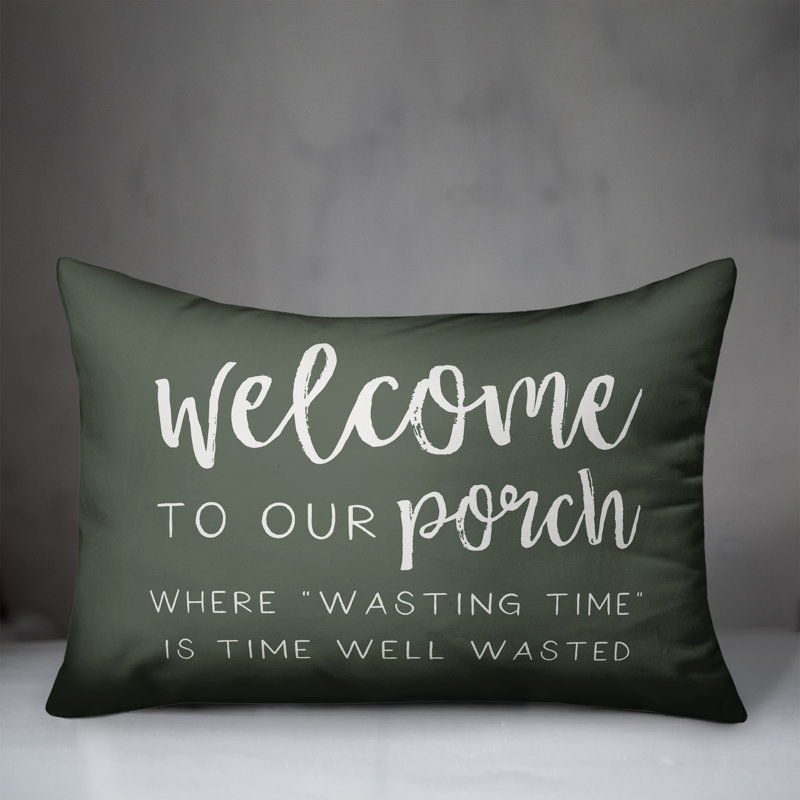 Outdoor Reversible Throw Pillow, 14" H x 20" W, Sage