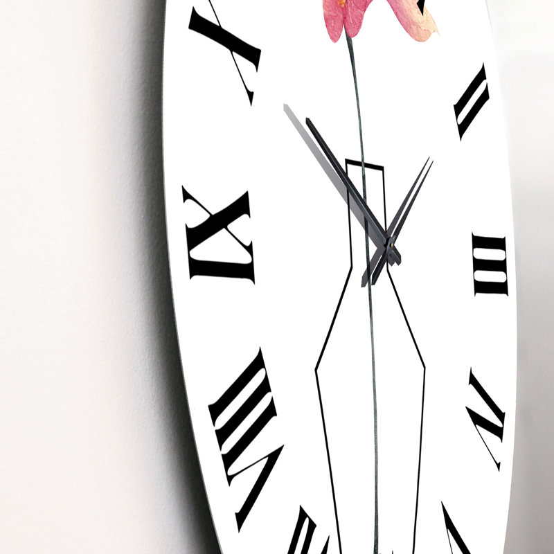 Composition avec bouquet floral minimaliste - Horloge murale décontractée, Moyen