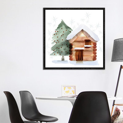 Christmas Hinterland IV - Tree & Cabin by Noonday Design - Gallery-Wrapped Canvas Giclée on Canvas