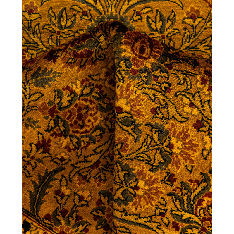 Overdyed Hand-Knotted Wool Modern-Contemporary Gold Area Rug 3' 2" x 5' 1"