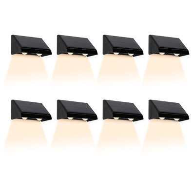 Black Solar Powered Integrated LED Deck Light Pack