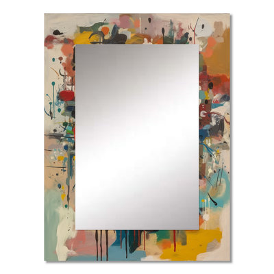 Abstract Face Portrait II - Liquid Ink Large Wall Mirror, Yellow Unique Mirror, Printed Metal Art
