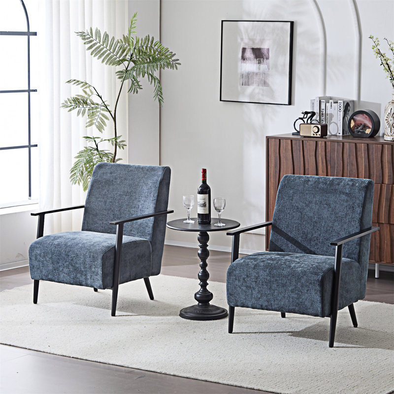Upholstery Lounge Chair,Set Of 2, Blue Grey