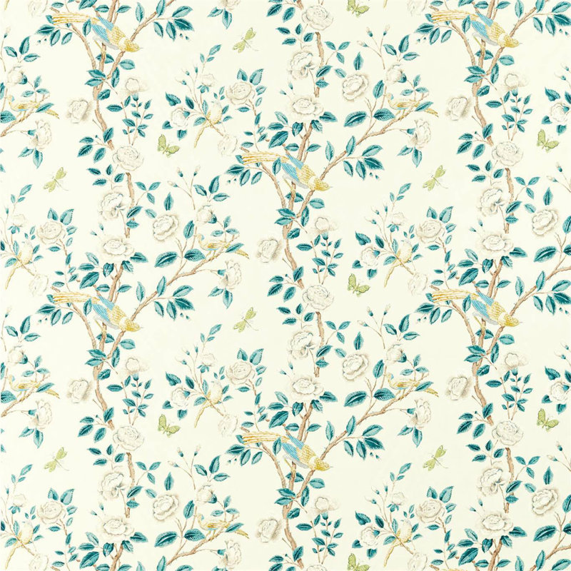Andhara Fabric, Teal/Cream