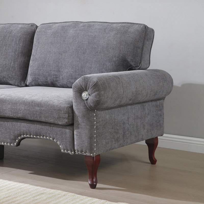 Ensemble de canapé convertible 5 places, Lin gris