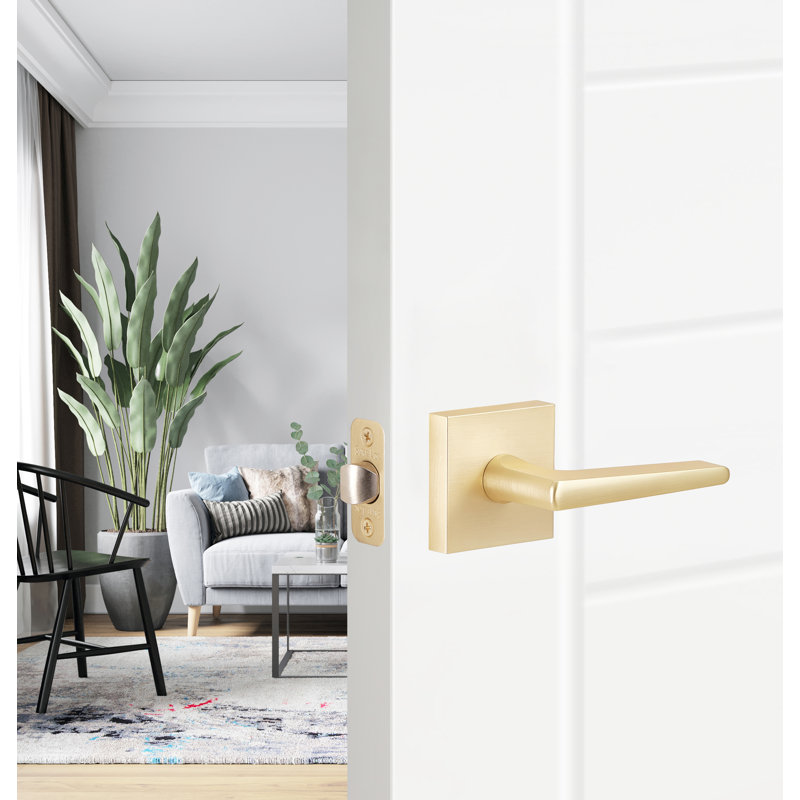 Basel Square Passage Lever, Satin Brass