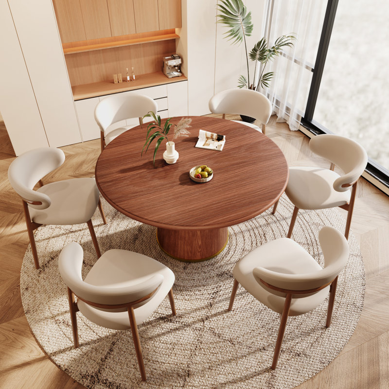 7- Piece Round Solid Wood Dining Set