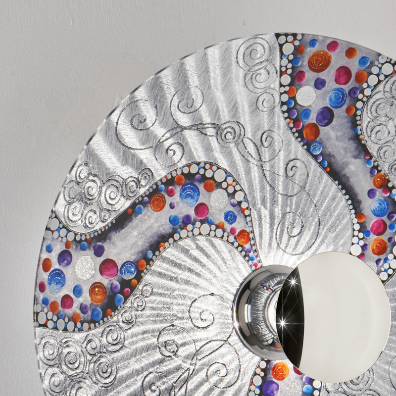 Luna 1 - Light Dimmable Flush Mount, 20cm H x 54cm W x 54cm D, Chrome silver