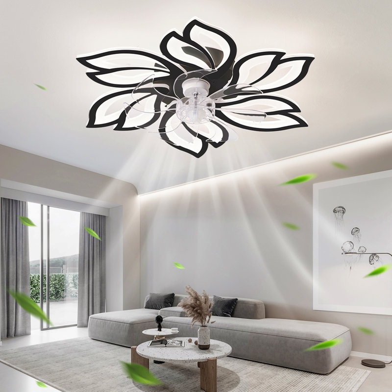 Ventilateur de plafond 25,5 po avec lumières, télécommande 3 températures de couleur, ventilateur à 6 vitesses