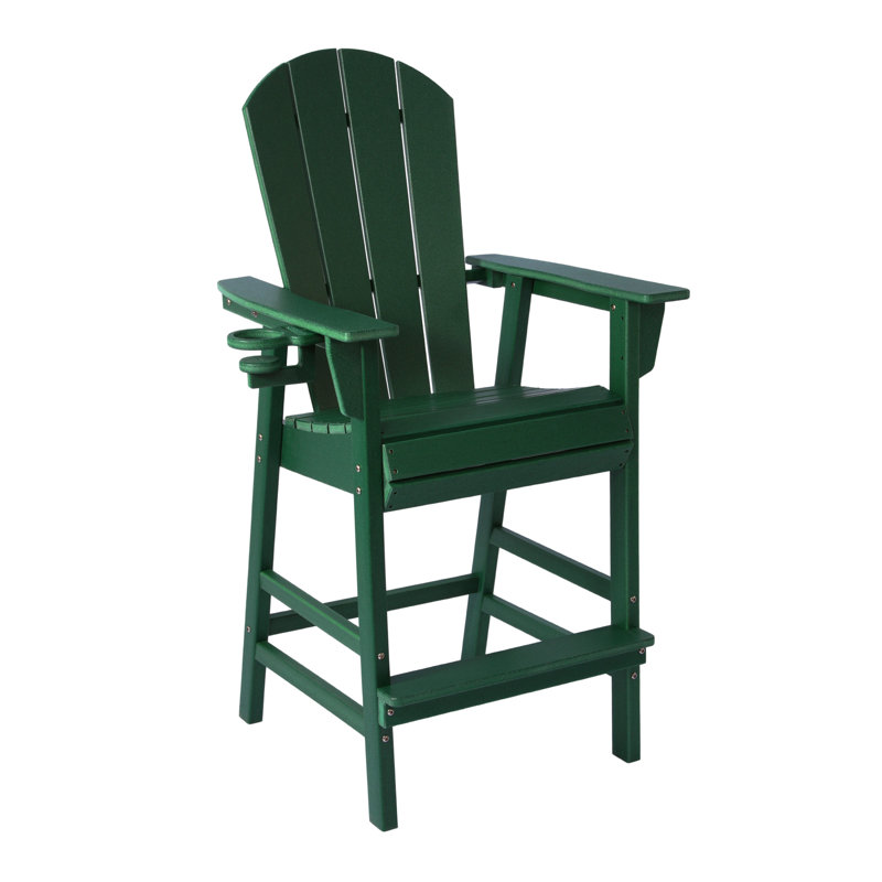 Chaise de bar Adirondack avec porte-gobelet, Green, 29.5"