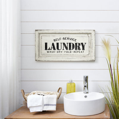 Self-Service Laundry Wood Wall Sign