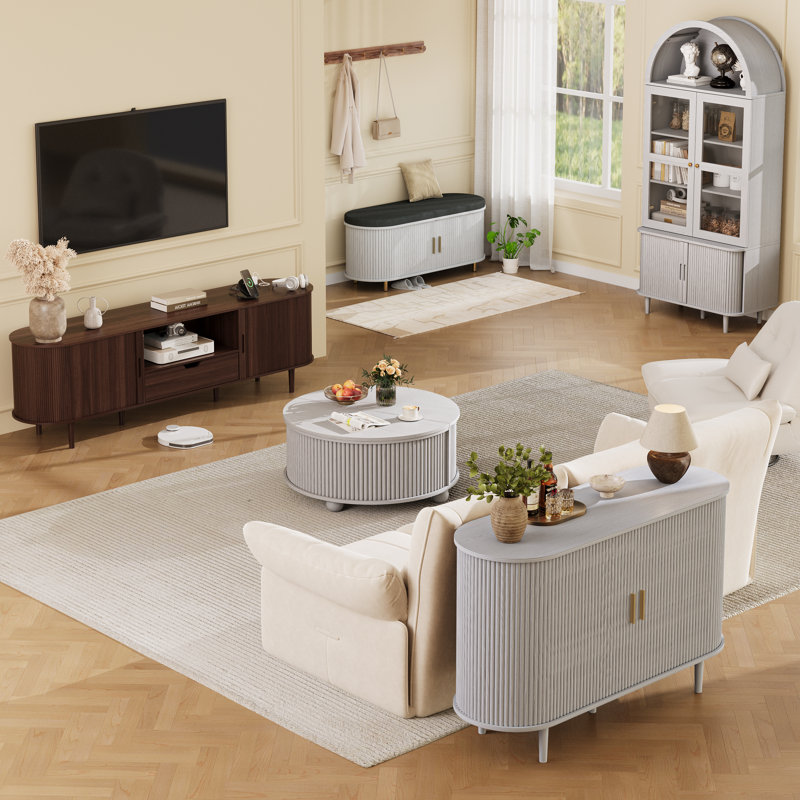 Buffet 47 "avec portes coulissantes, tablettes réglables et armoire de rangement pour la cuisine, la salle à manger