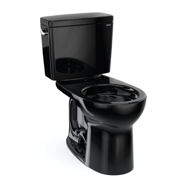 TOTO® Drake® Two-Piece Round 1.6 GPF Universal Height TORNADO FLUSH® Toilet, Ebony