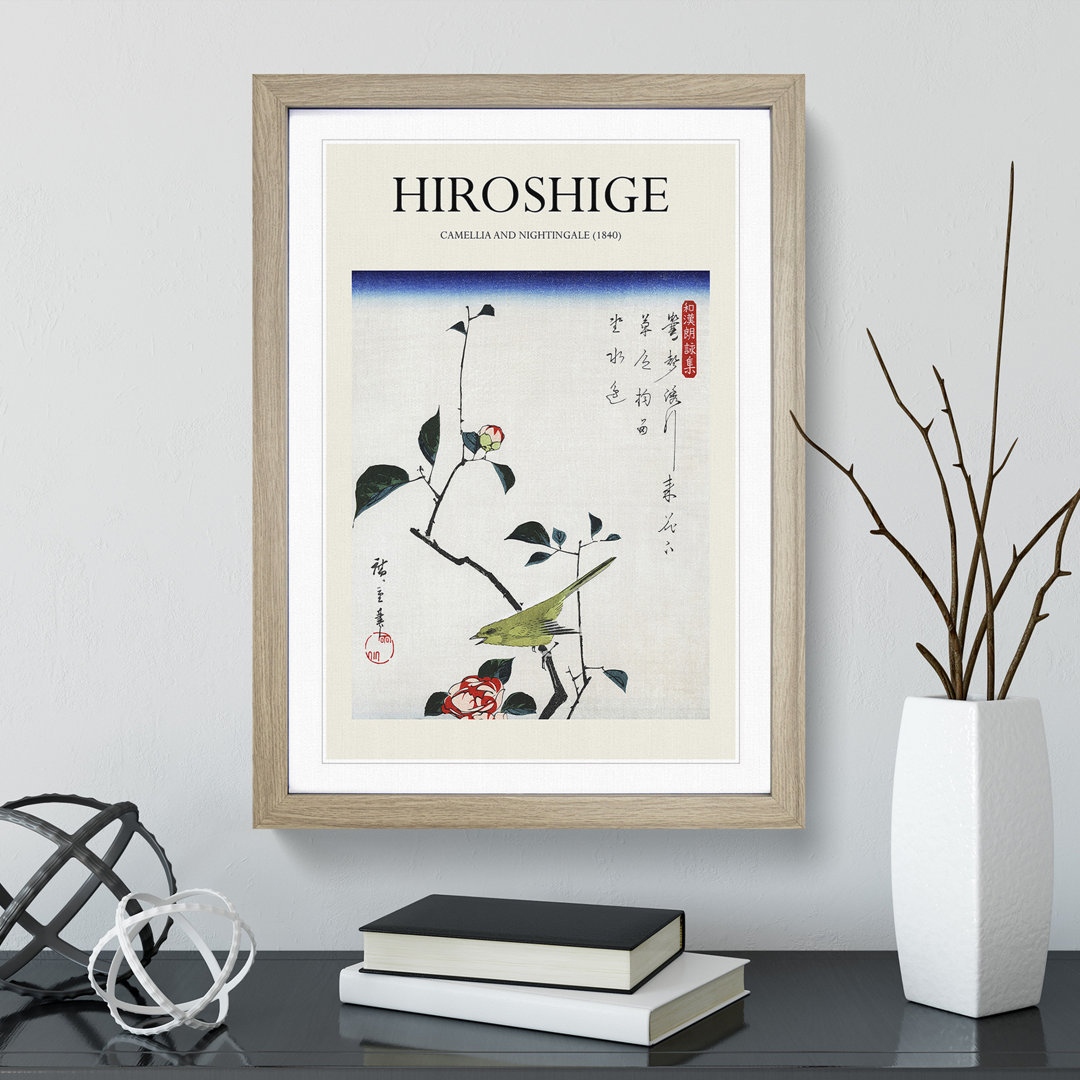 Camellia & a Nightingale by Utagawa Hiroshige - Picture Frame Art Prints